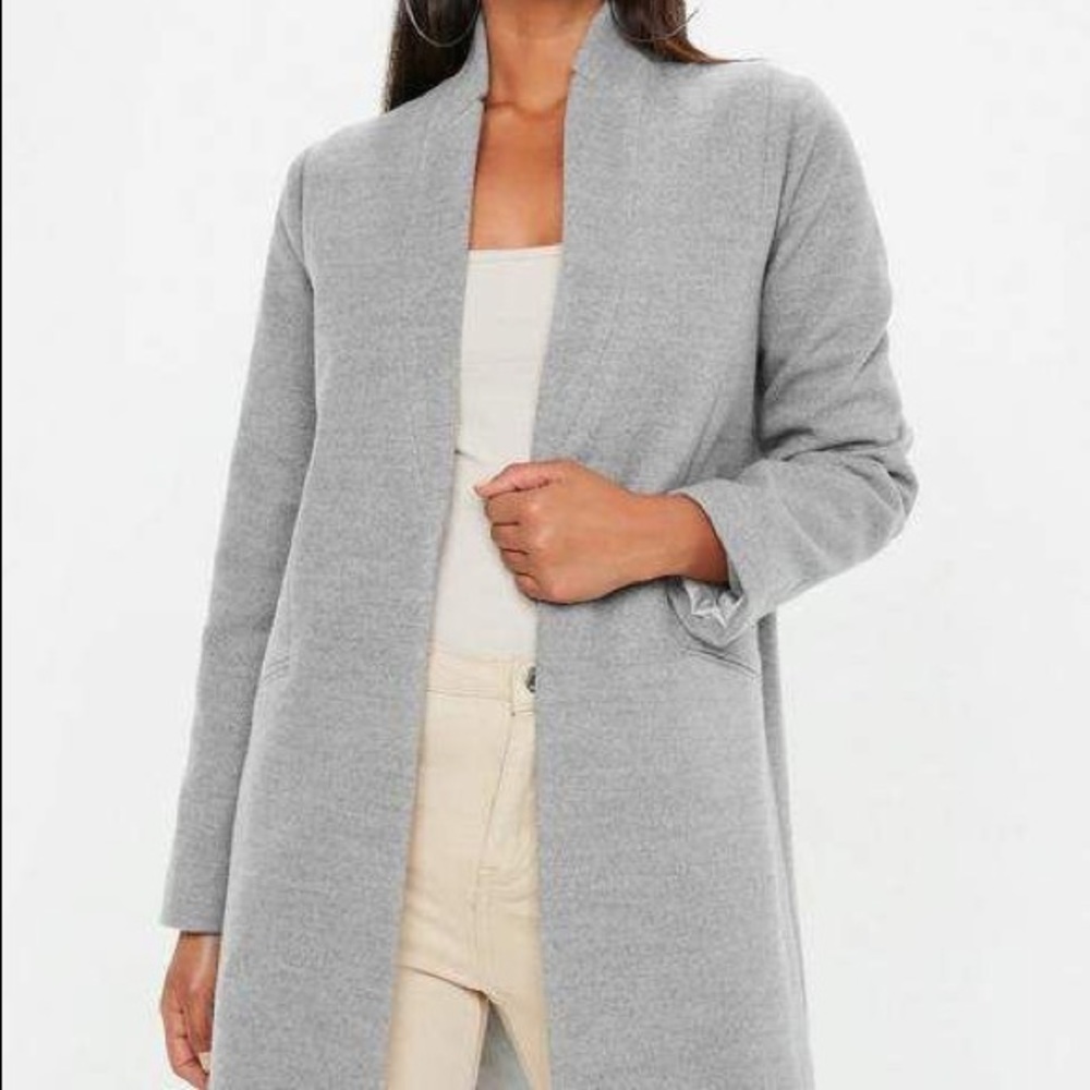 Gray Inverted Collar Coat